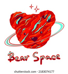 star of cute teddy bears toy for t-shirt print design vector illustration and slogan "Bear space" Creative space concept