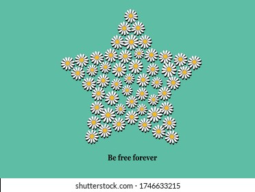 star daisy flower with positive quote paris daisy lettering design vector accessories, background, banner, blossom, calligraphy, clothe, daisy, decoration, decorative, design, drawing, dress, fashion,