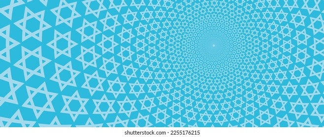 Star of David abstract blue and white vector background. Stylish vector pattern with a Six-pointed star.