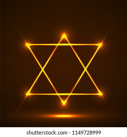 Star of David. Abstract symbol of glowing lines