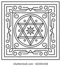 Star Of David. Abstraction. Linear vector illustration