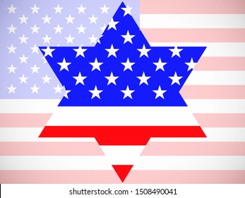 Star of David with america flag inside