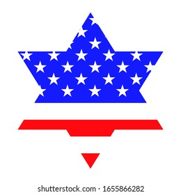 Star of David with american flag inside. Vector illustration