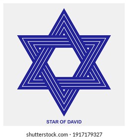 Star Of David Ancient Jewish Symbol Made In Modern Linear Style Vector Icon Isolated On White, Hexagonal Star Logo Or Emblem.