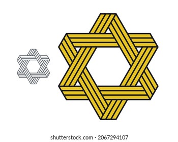 Star Of David Ancient Jewish Symbol Made In Modern Linear Style Vector Icon Isolated On White, Hexagonal Star Logo Or Emblem.