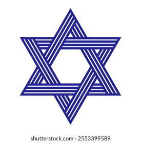 Star of David ancient Jewish symbol made in modern linear style vector icon isolated on white, hexagonal star logo or emblem.