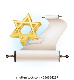 Star of David and ancient scroll