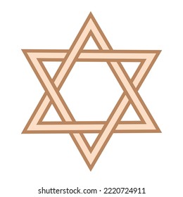 Star of David, an ancient symbol decorated with Scandinavian patterns. Beige fashion design.