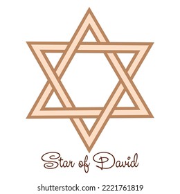 Star of David, an ancient symbol decorated with Scandinavian patterns. Beige fashion design.