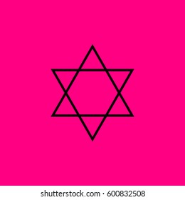 Star of David. Black icon on pink background