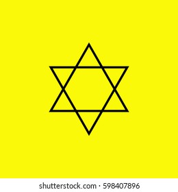 Star of David. Black icon and yellow