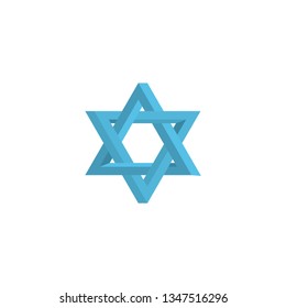 Star Of David blue 3d icon on a white background