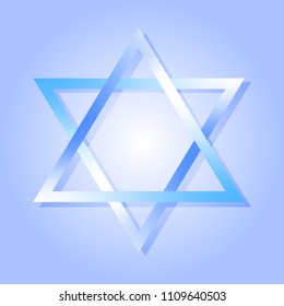 Star of David. Blue gradient mesh. Fluid. Jewish symbol. Modern Jewish identity and Judaism. Template with hexagram. Shield.