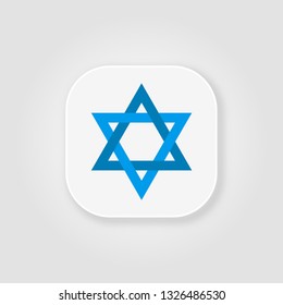 Star of David blue vector button with soft shadow
