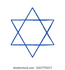 star of david brush on white background, vector illustration.