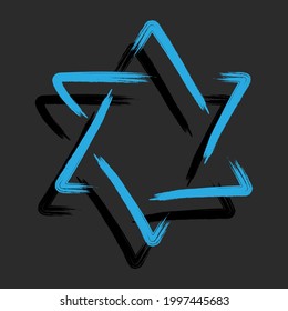 Star of David brush strokes. Vector illustration.