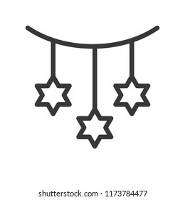 Star of david, Christmas ornament, Merry Christmas icon set, outline design editable stroke