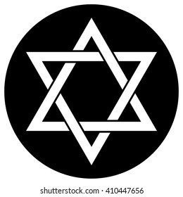 Star of David Coin Circle Icon Vector Illustration Symbol Israel Judaism Black White