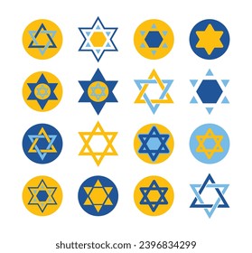 Star Of David Colorful Icon Set Jewish Symbol