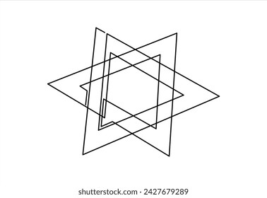 Star of David in continuous line drawing style. Line art of star of David. Vector illustration. Abstract background	