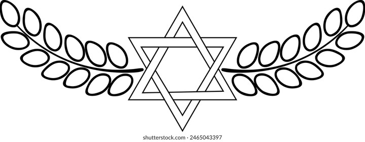 Star of David decorative element, black on transparent