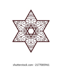 Star Of David Decorative Element. Jewish Religion Symbol. Vector Illustration
