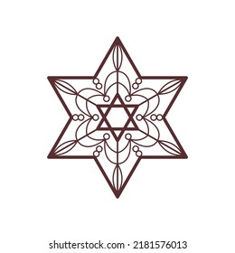 Estrella de David elemento decorativo. Símbolo de la religión judía. Icono de línea para la festividad de Hanukkah. Ilustración del vector