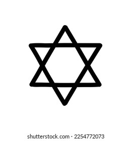 star of david doodle icon, vector illustration
