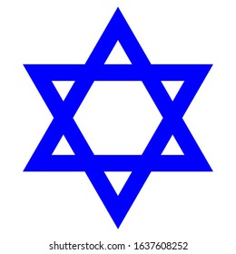 Star of David with the flag of Israel. Icon on a white background in isolation, flat vector illustration