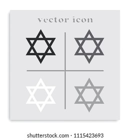 Star of David flat black and white vector icon.