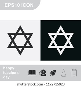 Star of David flat black and white vector icon.