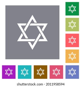 Iconos planos de la estrella de David sobre fondo cuadrado de color sencillo