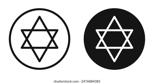 Star of David Flat Liner Icon Set.