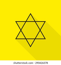 Star of David in a flat on a yellow background