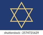 Star of David with golden lines on a dark blue background