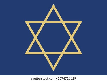 Star of David with golden lines on a dark blue background