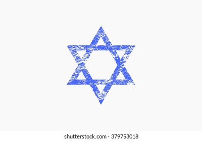 Star of David in grunge style. Triangle logo