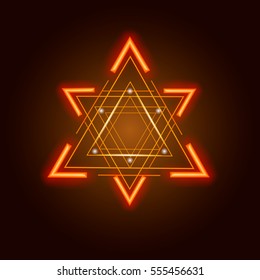 The Star Of David. Hexagram. An ancient symbol.The seal of king Solomon.The Jewish symbol. Bright and shining  Vector illustration.