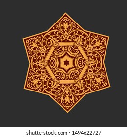 Star of David - Hexagram Symbol, Floral Ornate Holy Sign