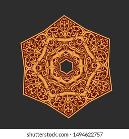 Star of David - Hexagram Symbol, Floral Ornate Holy Sign