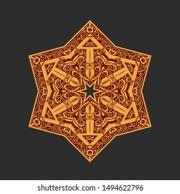 Star of David - Hexagram Symbol, Floral Ornate Holy Sign