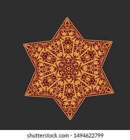 Star of David - Hexagram Symbol, Floral Ornate Holy Sign