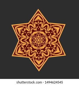 Star of David - Hexagram Symbol Floral Ornate Holy Sign