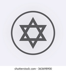 Star of David icon in circle . Jewish religion symbol. Vector illustration