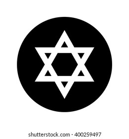 Star of David icon in circle . Vector illustration