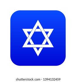 Star of David icon digital blue for any design isolated on white vector illustration