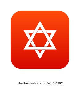 Star of David icon digital red for any design isolated on white vector illustration