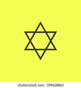 Star David icon flat. Black pictogram on white background. Vector illustration symbol and bonus button