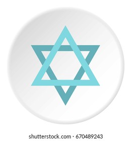 Star of David icon in flat circle isolated vector illustration for web