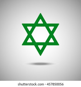 Star of David icon. Flat style. Grey background. Vector illustration.